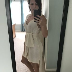 Nude SABO SKIRT high low dress with removable sash